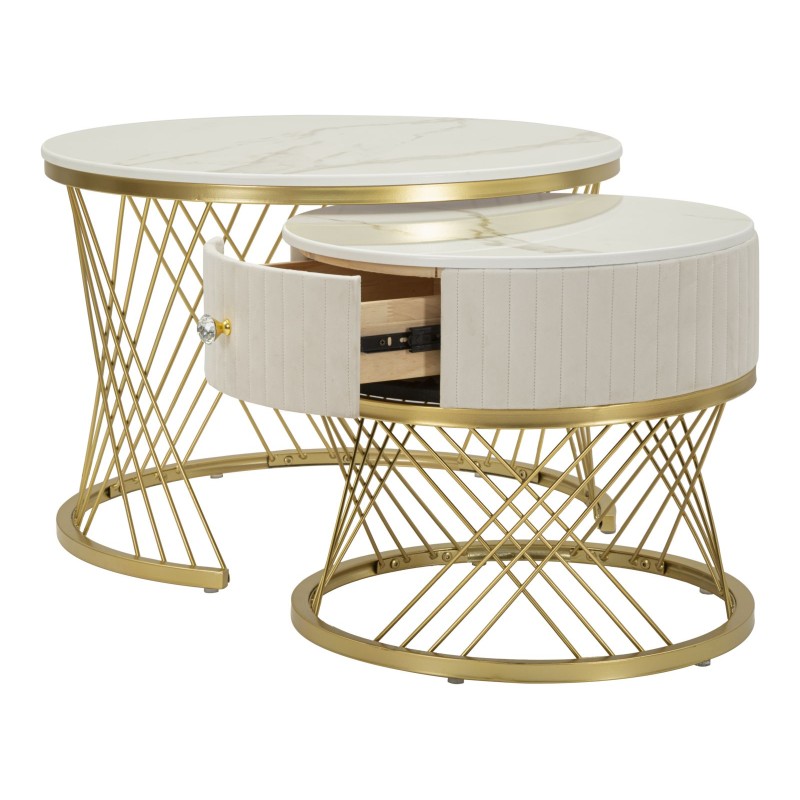 Mesas de centro Votix – Diseño simétrico Ø70x48 - 50x43,5 cm