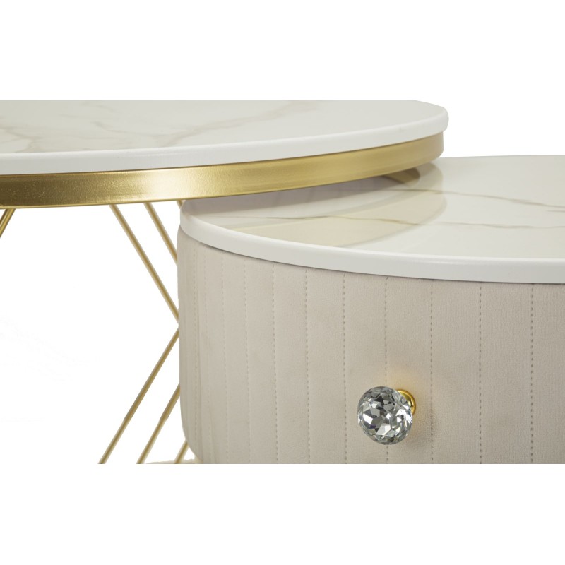 Mesas de centro Votix – Diseño simétrico Ø70x48 - 50x43,5 cm