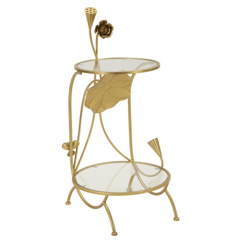 Mesa con 2 estantes, diseño floral – Refinamiento floral Ø40x78 cm