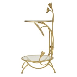 Mesa con 2 estantes, diseño floral – Refinamiento floral Ø40x78 cm