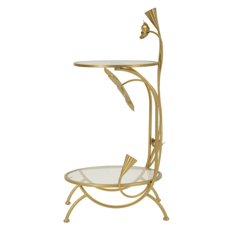 Mesa con 2 estantes, diseño floral – Refinamiento floral Ø40x78 cm