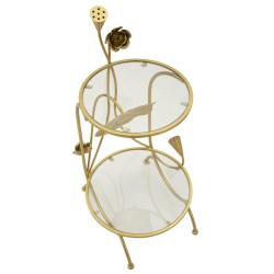 Mesa con 2 estantes, diseño floral – Refinamiento floral Ø40x78 cm