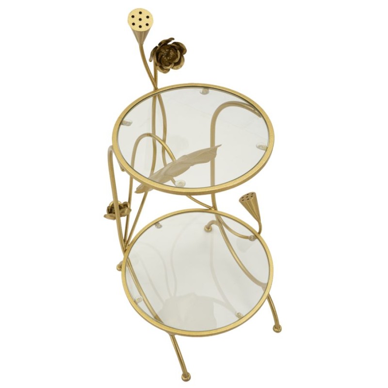 Mesa con 2 estantes, diseño floral – Refinamiento floral Ø40x78 cm