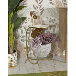 Mesa con 2 estantes, diseño floral – Refinamiento floral Ø40x78 cm