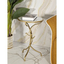 Mesa auxiliar de mármol con forma de pájaro – Elegante contraste Ø38x60 cm