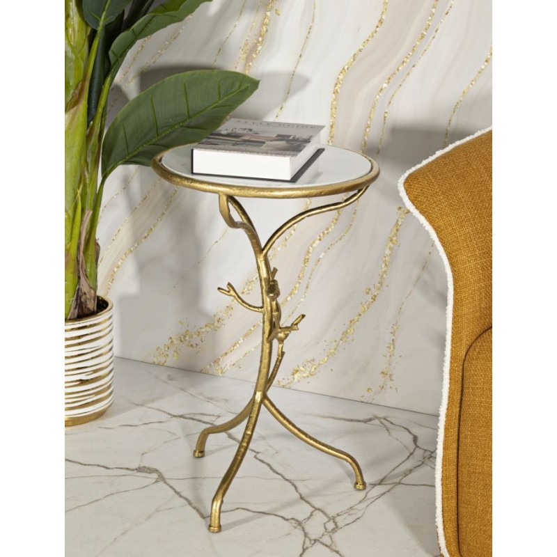 Mesa auxiliar de mármol con forma de pájaro – Elegante contraste Ø38x60 cm