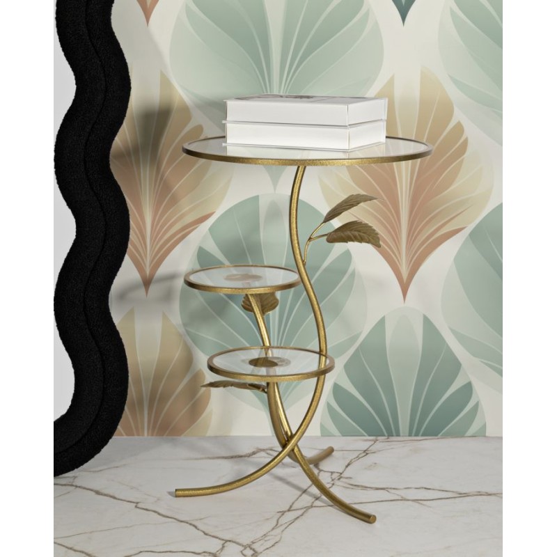 Mesa elevable con 3 estantes – Elegante y práctica Ø54x69,5 cm