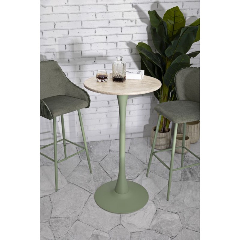 Mesa de bar Alaska Green – Resplandor Botánico Ø60x106 cm