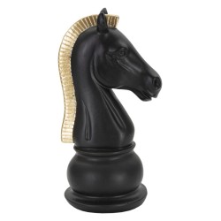 Caballo negro y dorado, Rayo de poder congelado – 10,5 x 8,5 x 19 cm