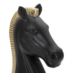 Caballo negro y dorado, Rayo de poder congelado – 10,5 x 8,5 x 19 cm