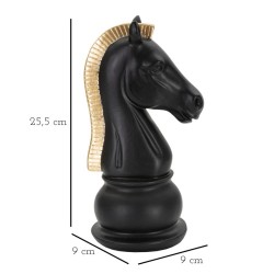 Caballo negro y dorado, Rayo de poder congelado – 10,5 x 8,5 x 19 cm