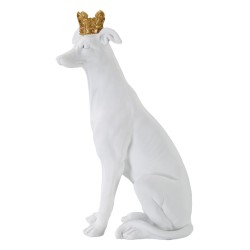 Perro Blanco, Guardián Silencioso de los Palacios de Cristal – 20x12,5x33 cm
