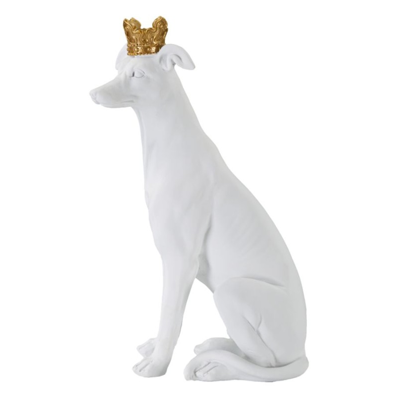 Perro Blanco, Guardián Silencioso de los Palacios de Cristal – 20x12,5x33 cm