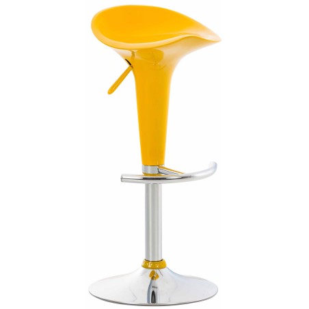 Taburete de bar amarillo con forma de silla de montar