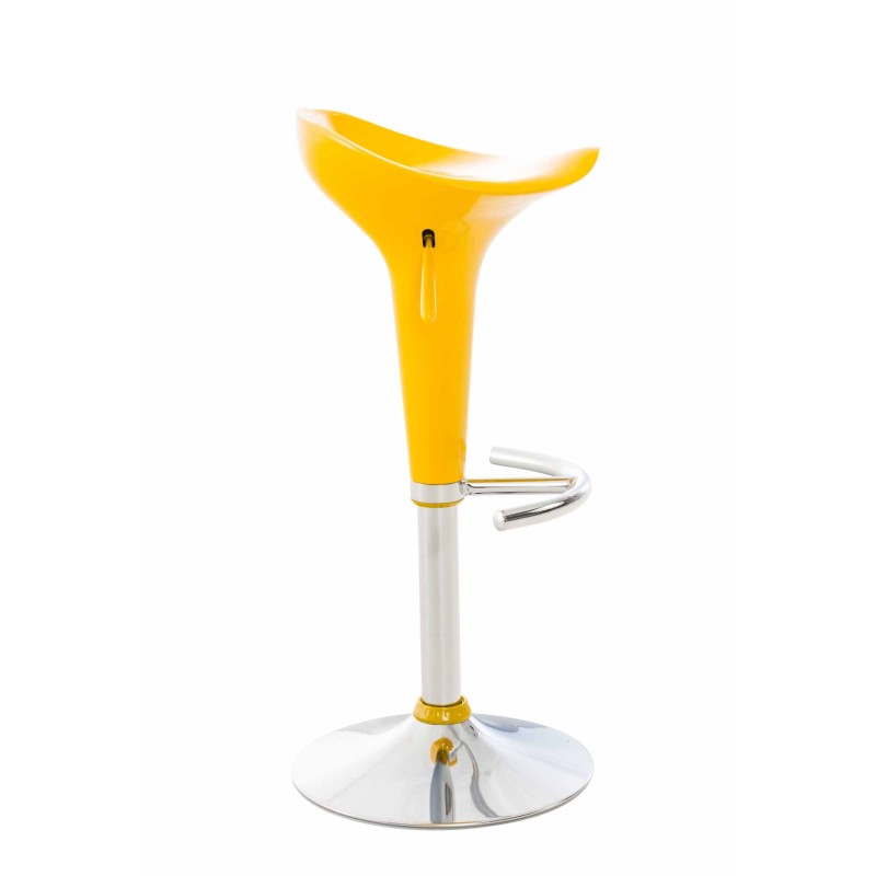 Taburete de bar amarillo con forma de silla de montar