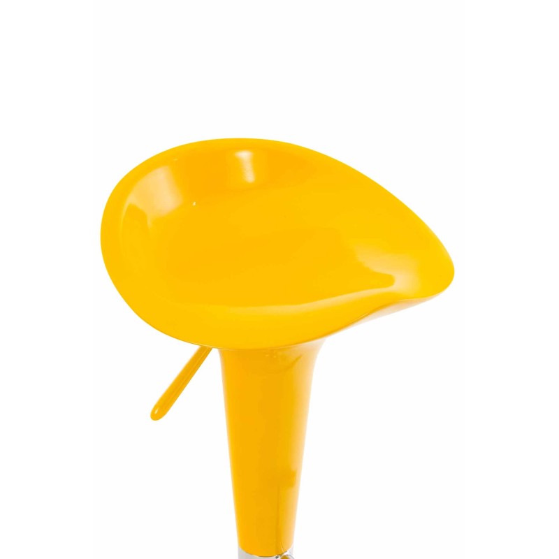 Taburete de bar amarillo con forma de silla de montar
