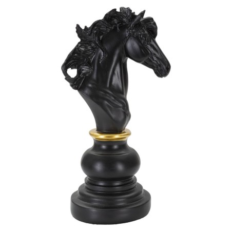 Caballo negro y dorado, montura eterna de las dinastías – 14 x 11 x 27 cm