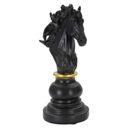 Caballo negro y dorado, montura eterna de las dinastías – 14 x 11 x 27 cm