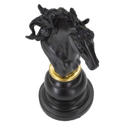 Caballo negro y dorado, montura eterna de las dinastías – 14 x 11 x 27 cm