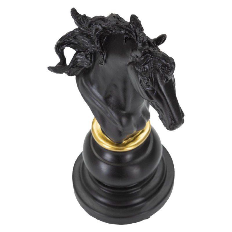 Caballo negro y dorado, montura eterna de las dinastías – 14 x 11 x 27 cm