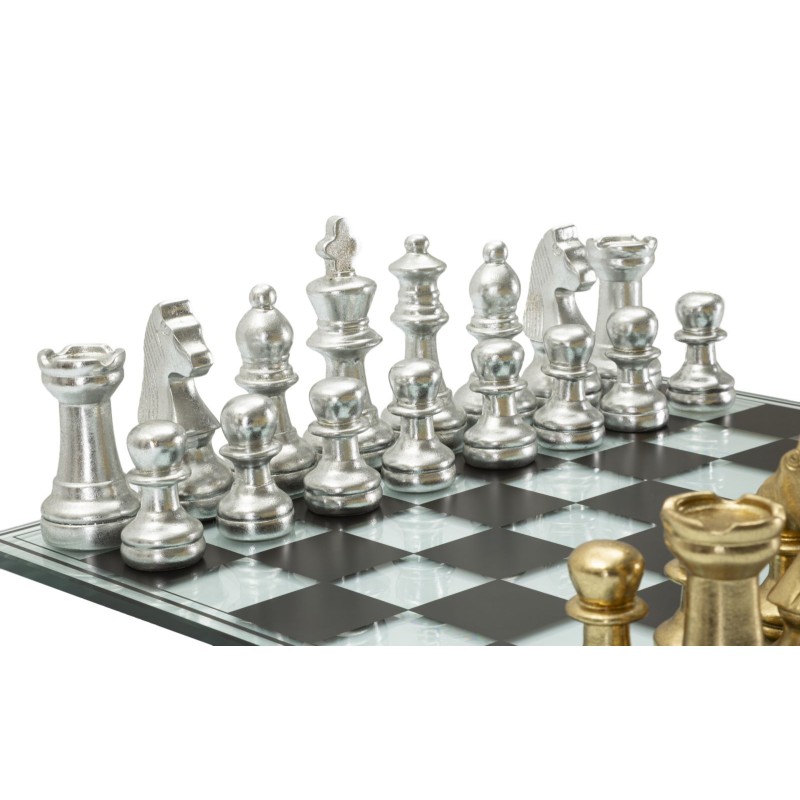 Juego de ajedrez blanco y negro de 50,5 x 50,5 x 14 cm