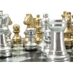 Juego de ajedrez blanco y negro de 50,5 x 50,5 x 14 cm