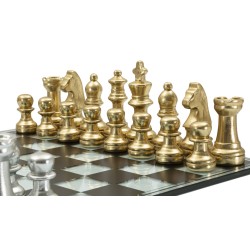 Juego de ajedrez blanco y negro de 50,5 x 50,5 x 14 cm