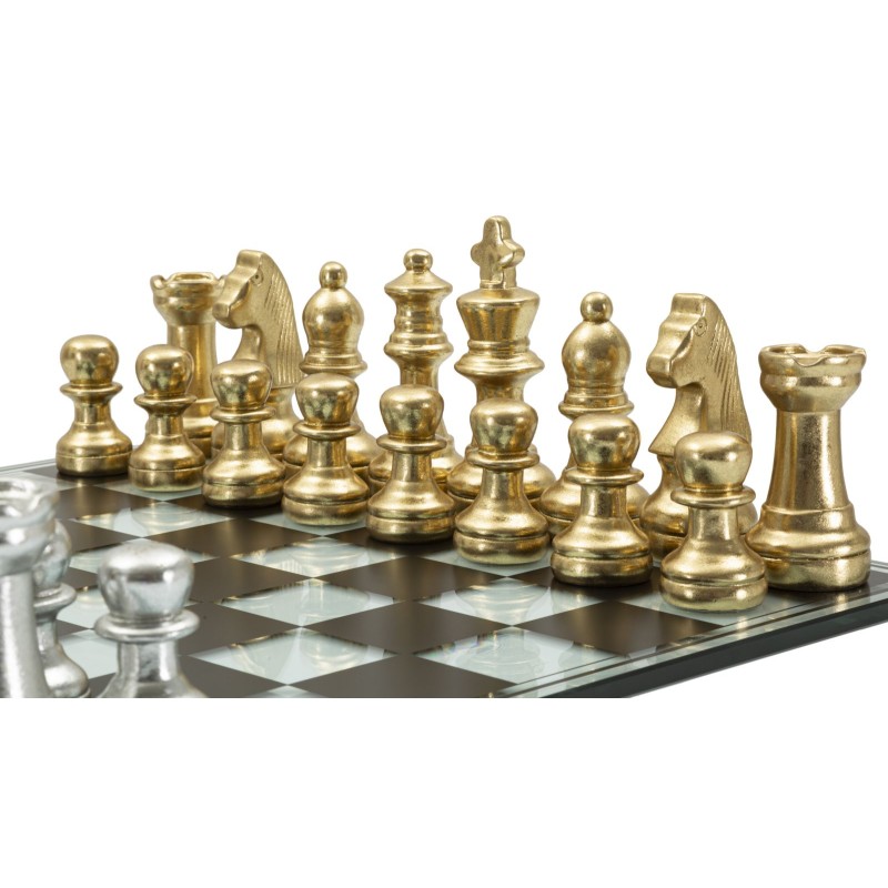 Juego de ajedrez blanco y negro de 50,5 x 50,5 x 14 cm