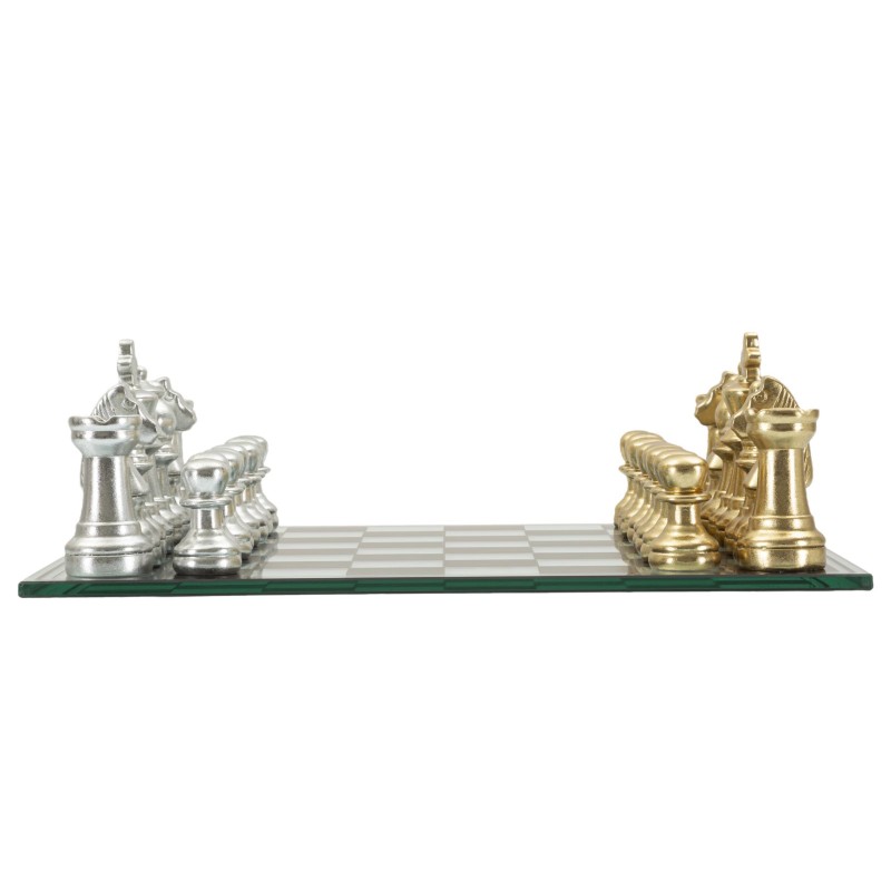 Juego de ajedrez blanco y negro de 50,5 x 50,5 x 14 cm