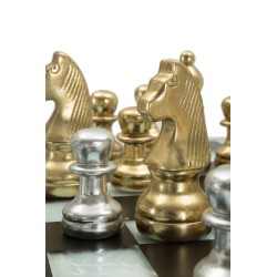 Juego de ajedrez blanco y negro de 50,5 x 50,5 x 14 cm