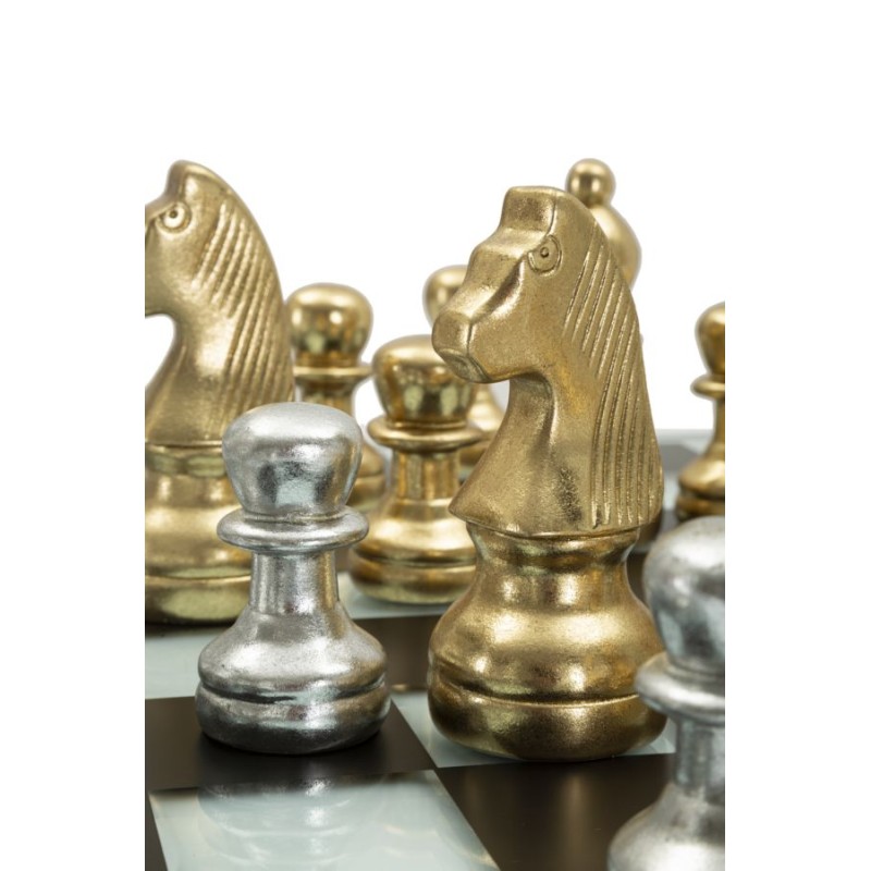 Juego de ajedrez blanco y negro de 50,5 x 50,5 x 14 cm