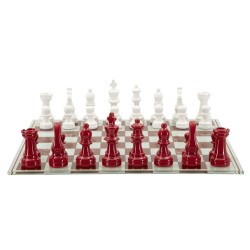 Juego de ajedrez rojo y blanco de 61 x 61 x 14 cm