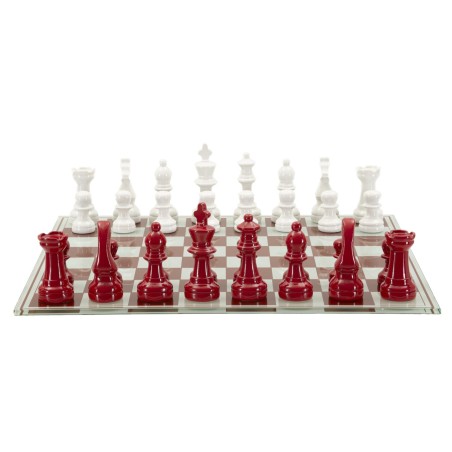 Juego de ajedrez rojo y blanco de 61 x 61 x 14 cm