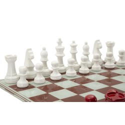 Juego de ajedrez rojo y blanco de 61 x 61 x 14 cm