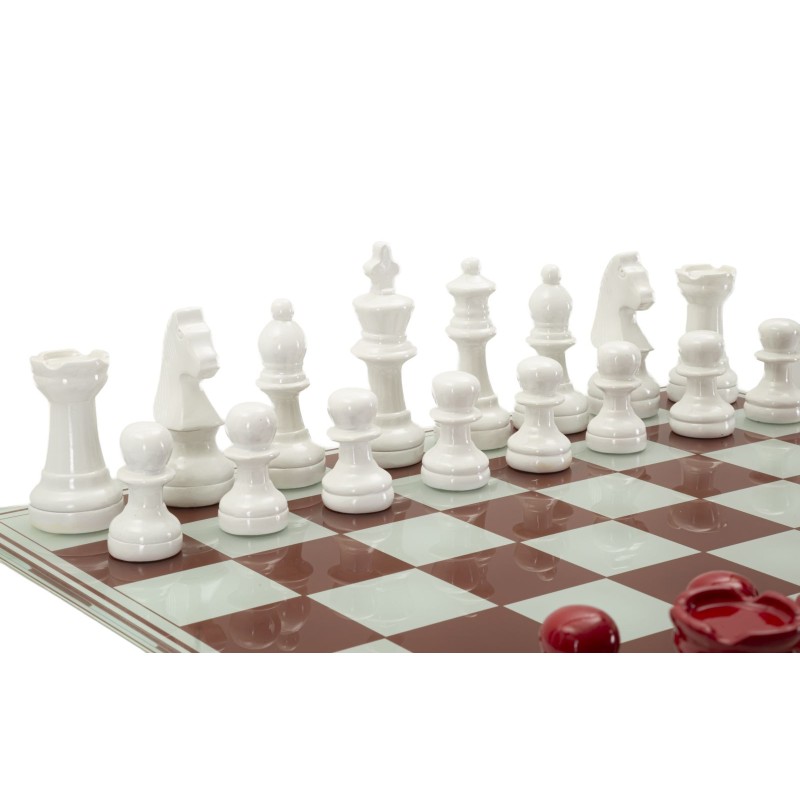 Juego de ajedrez rojo y blanco de 61 x 61 x 14 cm