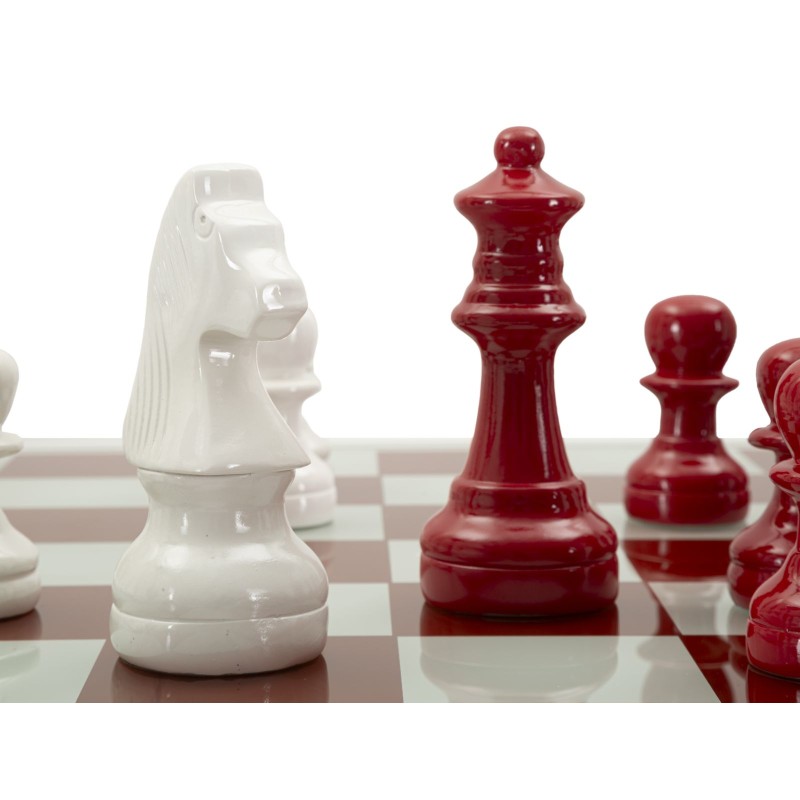 Juego de ajedrez rojo y blanco de 61 x 61 x 14 cm