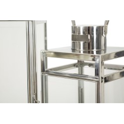 Juego de 3 faroles plateados (22 x 22,5 x 70,5 cm - 18 x 18,5 x 50 cm - 14 x 14,5 x 38 cm)