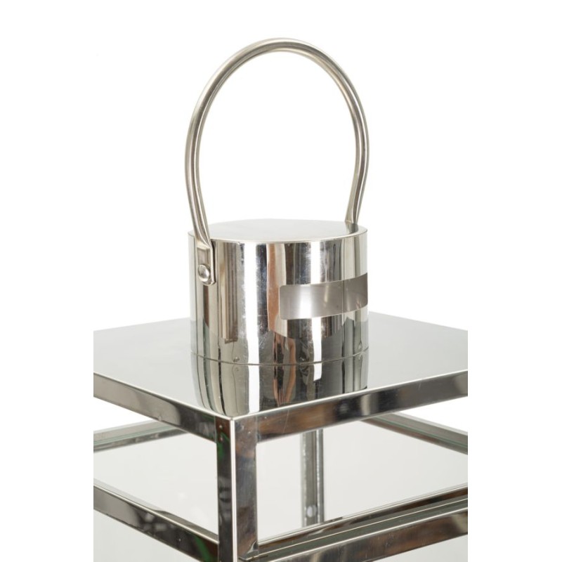 Juego de 3 faroles plateados (22 x 22,5 x 70,5 cm - 18 x 18,5 x 50 cm - 14 x 14,5 x 38 cm)