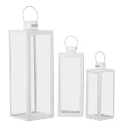Lote de 3 linternas blancas (22x22x66 cm - 18x18x49,5 cm - 14x14x39 cm)