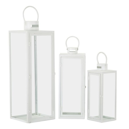 Lote de 3 linternas blancas (22x22x66 cm - 18x18x49,5 cm - 14x14x39 cm)