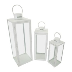 Lote de 3 linternas blancas (22x22x66 cm - 18x18x49,5 cm - 14x14x39 cm)