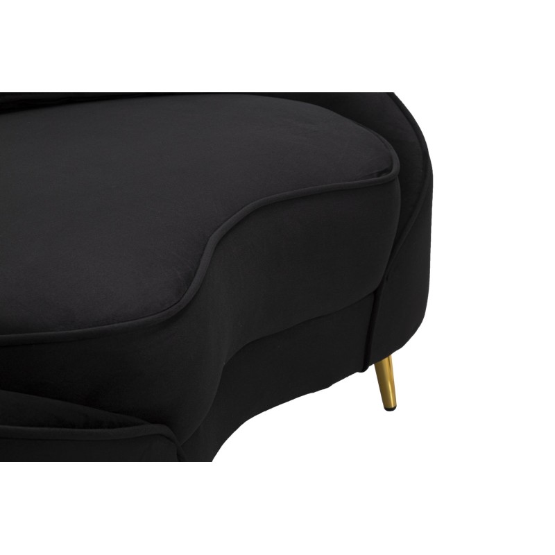 Sofá Oslo de 2 plazas negro con cojines, 148x84x68 cm – Lujo moderno y acabado elegante