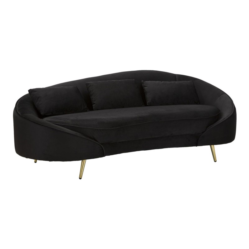 Sofá Oslo de 3 plazas negro con cojines 185x84x68 cm – Presencia imponente y refinamiento elegante