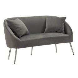 Sofá plateado con cojines 137x69x79 cm – Elegancia brillante y confort sofisticado