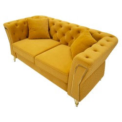 Sofá Emy color mostaza con cojines 162x83x76 cm – Color vibrante y confort refinado