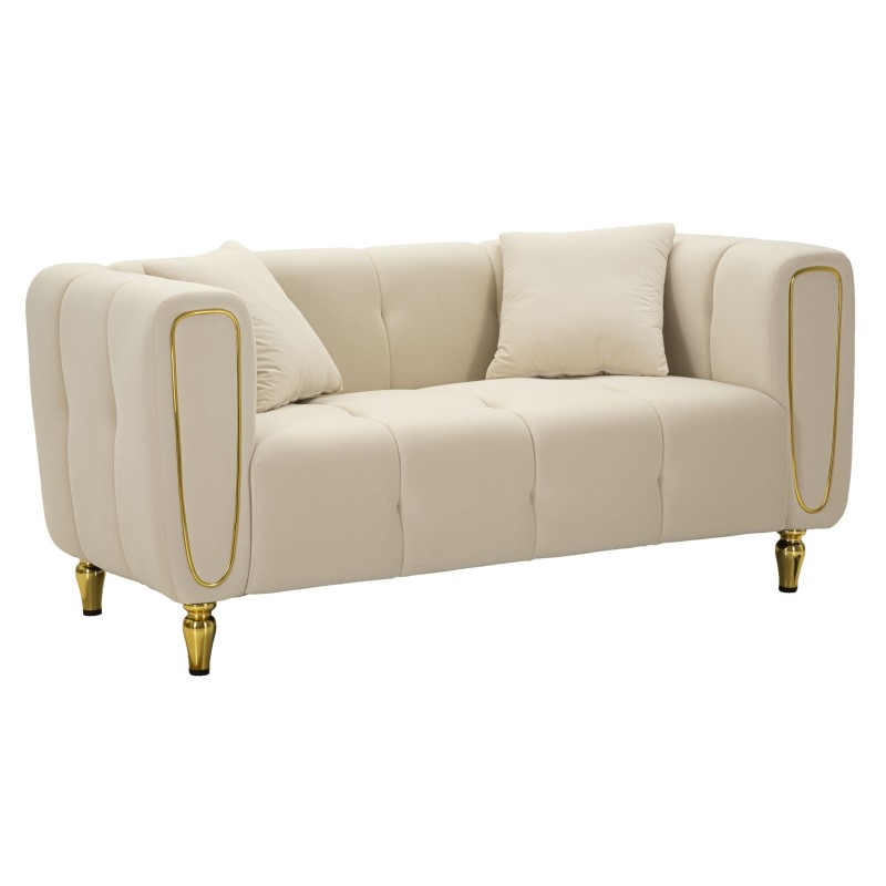 Sofá Alma color crema con cojines 155x81x71 cm – Luminosidad, sencillez y confort superior