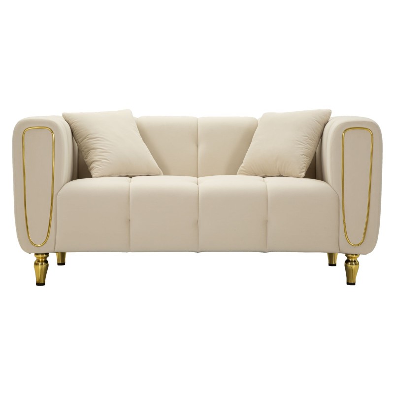 Sofá Alma color crema con cojines 155x81x71 cm – Luminosidad, sencillez y confort superior