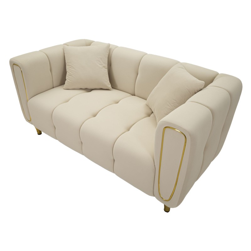 Sofá Alma color crema con cojines 155x81x71 cm – Luminosidad, sencillez y confort superior