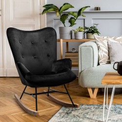 mecedora de terciopelo Sanka negro