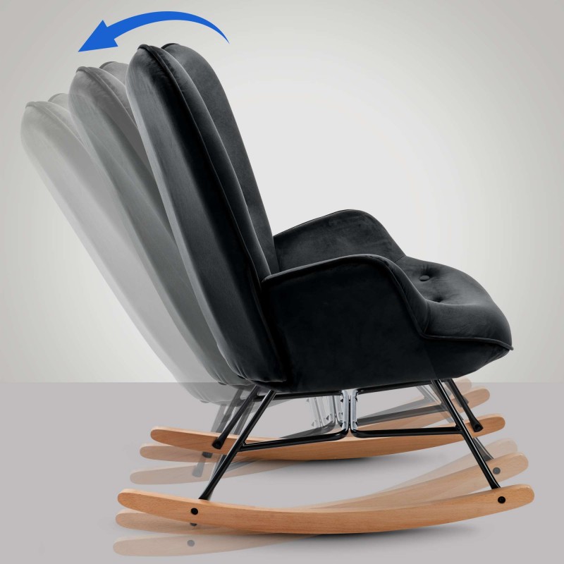 mecedora de terciopelo Sanka negro